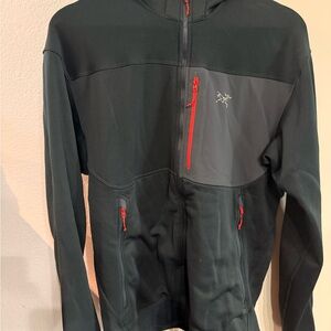 Arc'teryx Men's Dark Gray Jacket with Red Accents